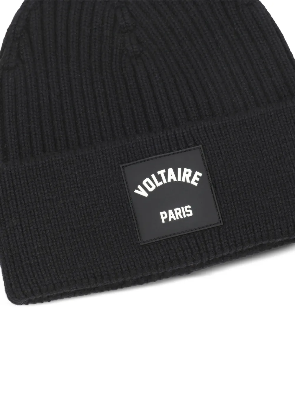 Zadig & Voltaire Kids Gebreide muts met logo-patch Zwart