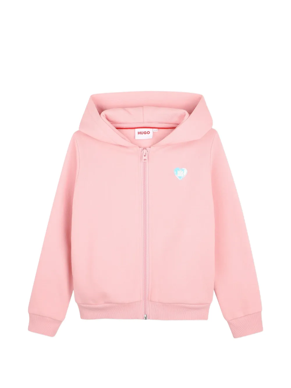 HUGO KIDS Felpa con cappuccio, applicazione logo e zip - Rosa