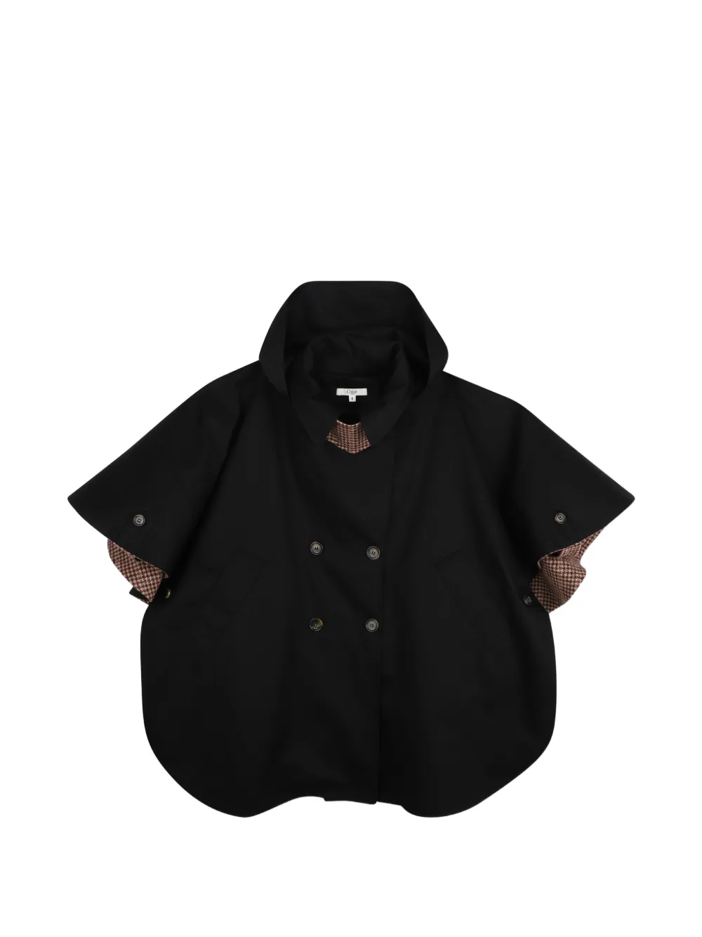Chloé Kids Kapuzen-Cape mit Hahnentrittmuster - Schwarz