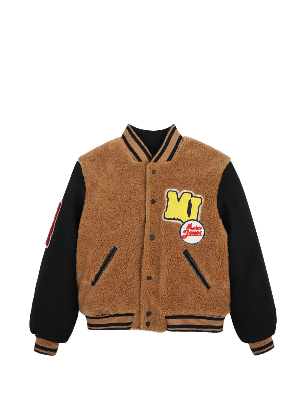Marc Jacobs Kids patch-detail teddy-texture jacket - Brown