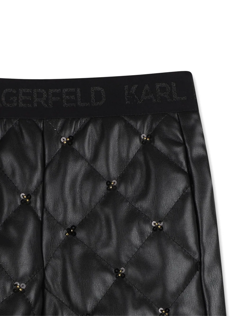 Karl Lagerfeld Kids Gewatteerde shorts verfraaid met pailletten Zwart