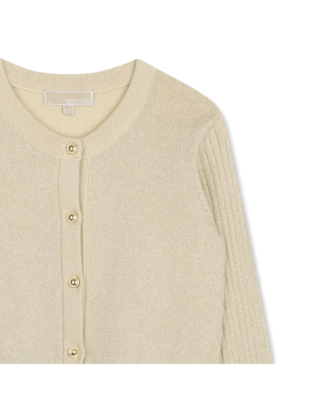 Michael Kors Kids Button-up vest met geribbelde mouwen Beige