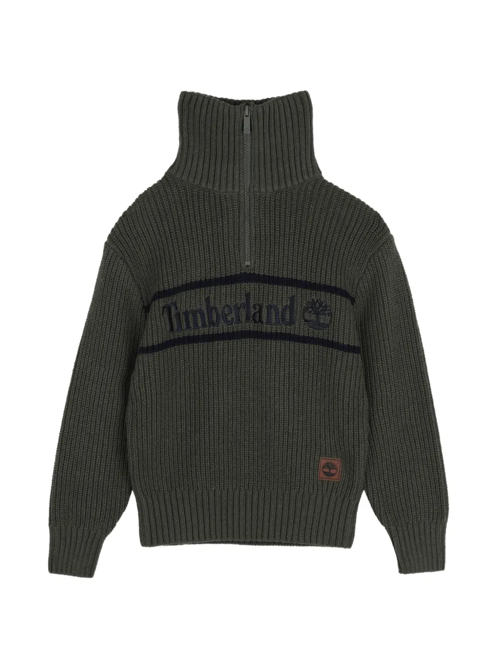 Timberland Kids logo-embroidered ribbed-knit sweater - Green