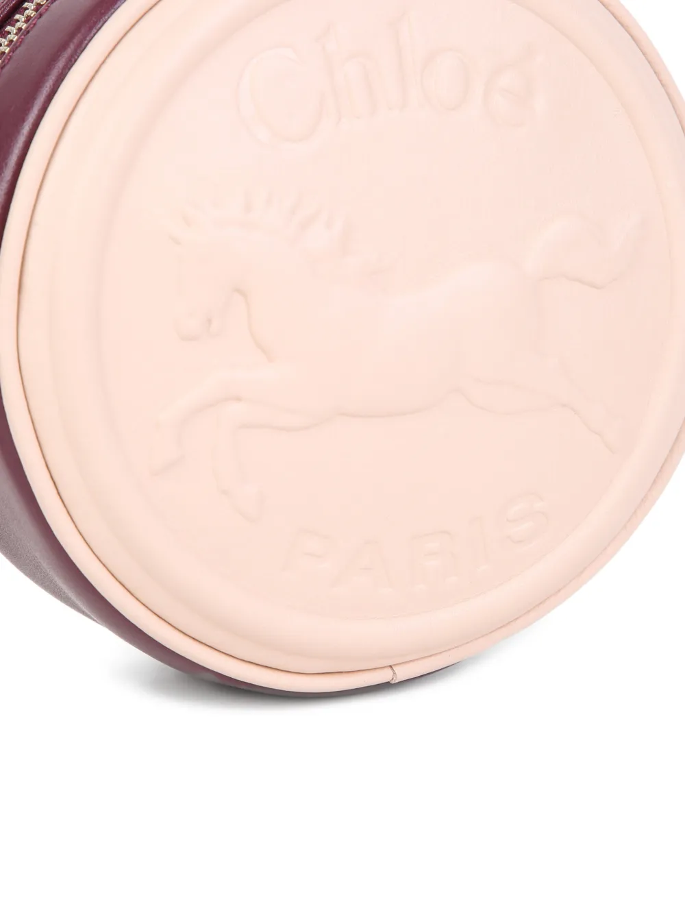 Chloé Kids Ronde schoudertas met reliëf Beige