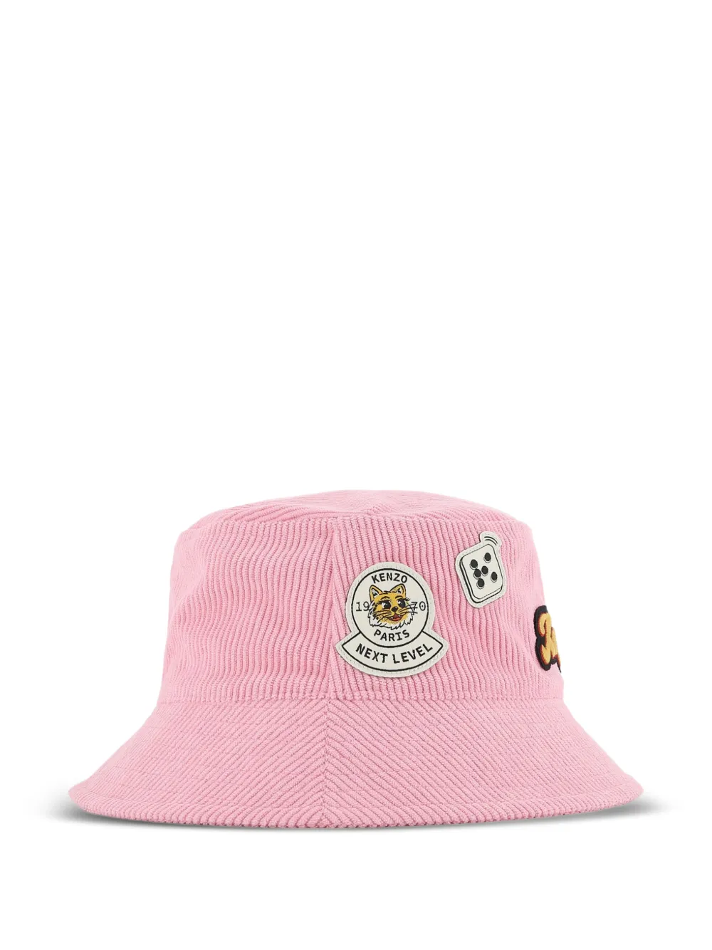 Kenzo Kids Ribfluwelen vissershoed met patch Roze