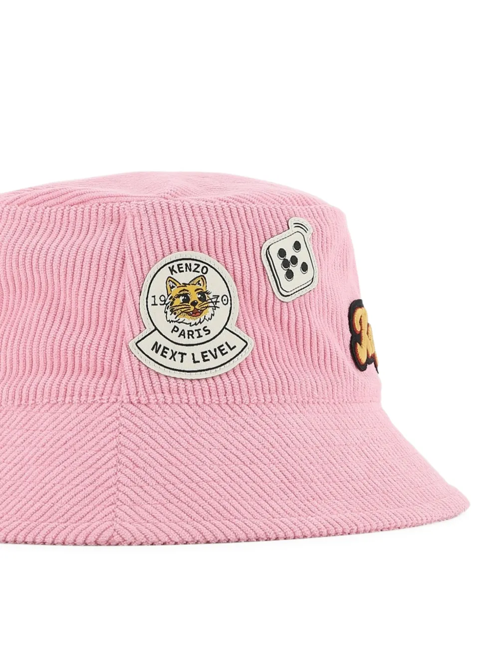 Kenzo Kids Ribfluwelen vissershoed met patch Roze