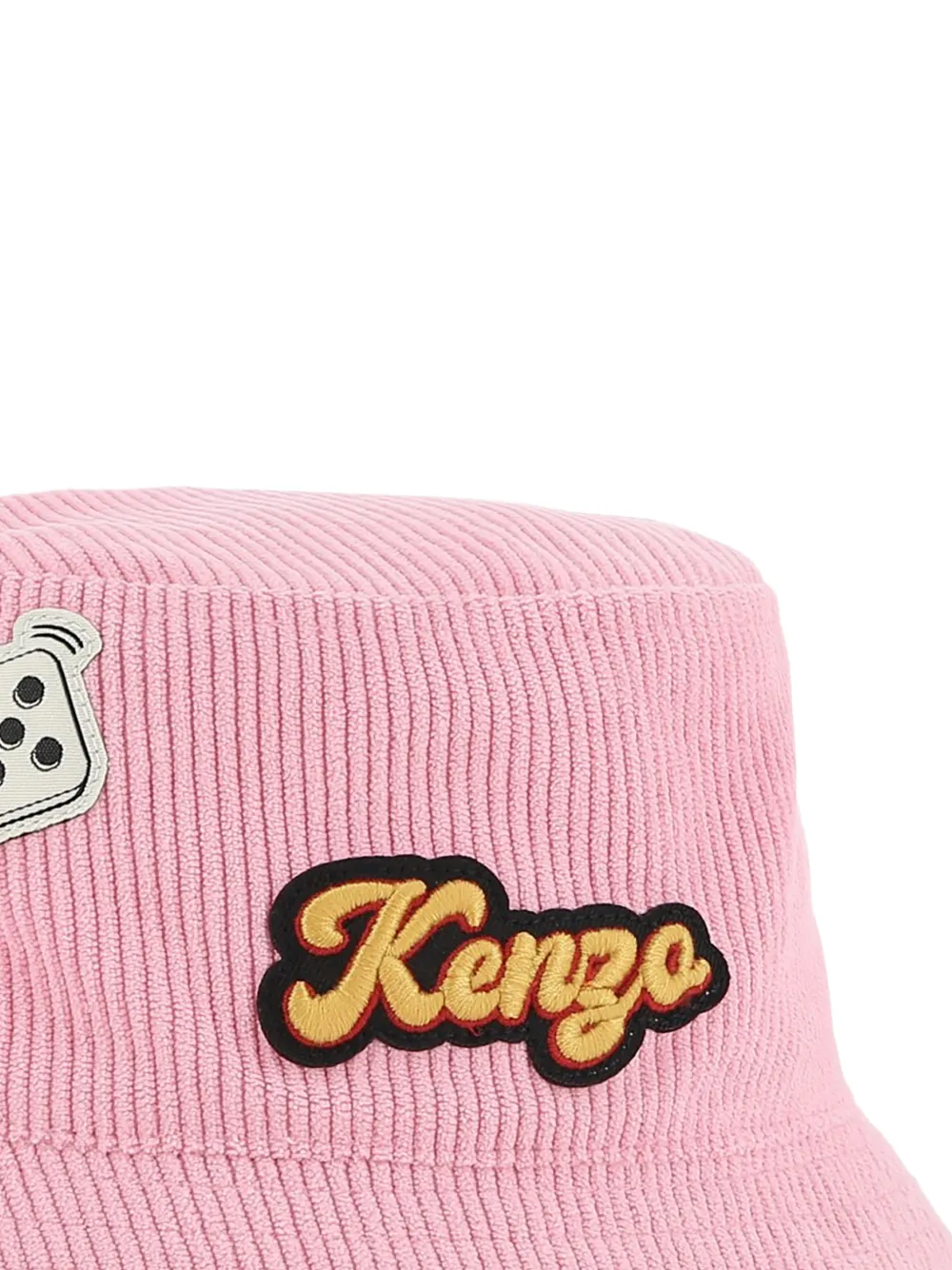 Kenzo Kids Ribfluwelen vissershoed met patch Roze