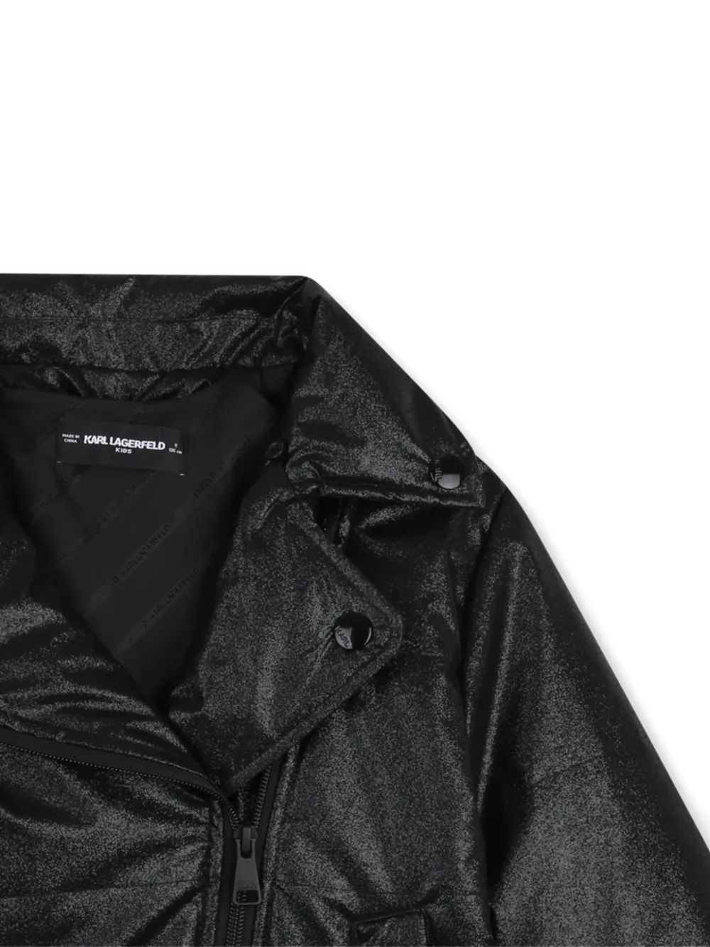 Karl Lagerfeld Kids Gewatteerd jack met glitters-effect Zwart