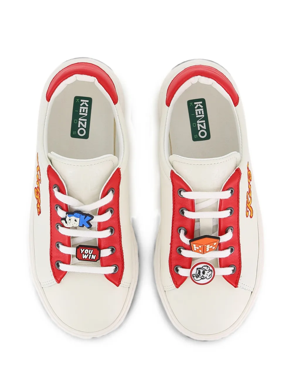 Kenzo Kids Sneakers met geborduurd logo Beige