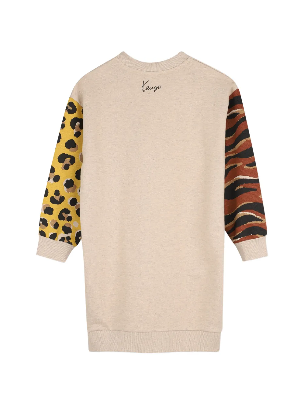 Kenzo Kids Jurk met dieren-print en lange mouwen Beige