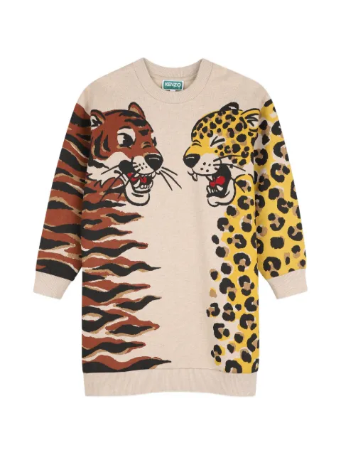 Kenzo Kids animal-print long-sleeve dress