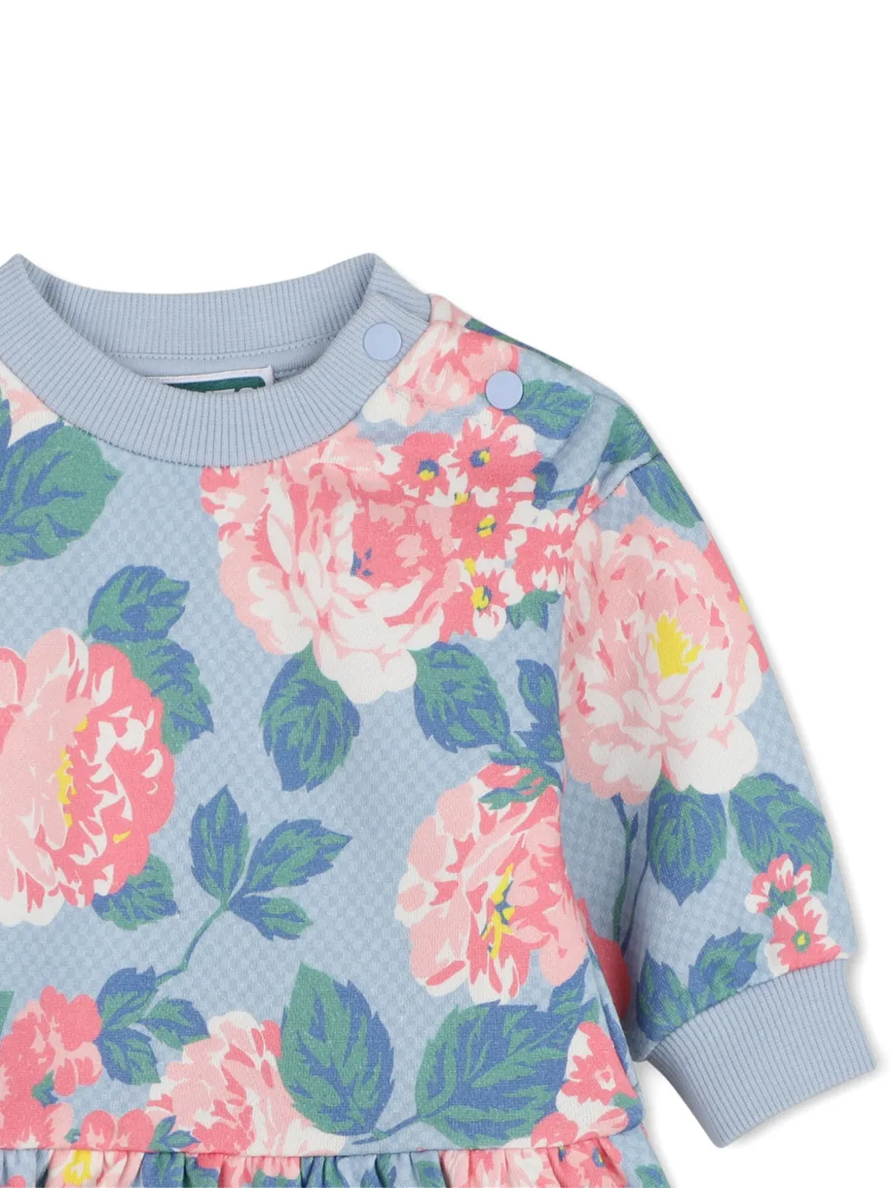 Kenzo Kids Jurk met bloemenprint en ruches Blauw