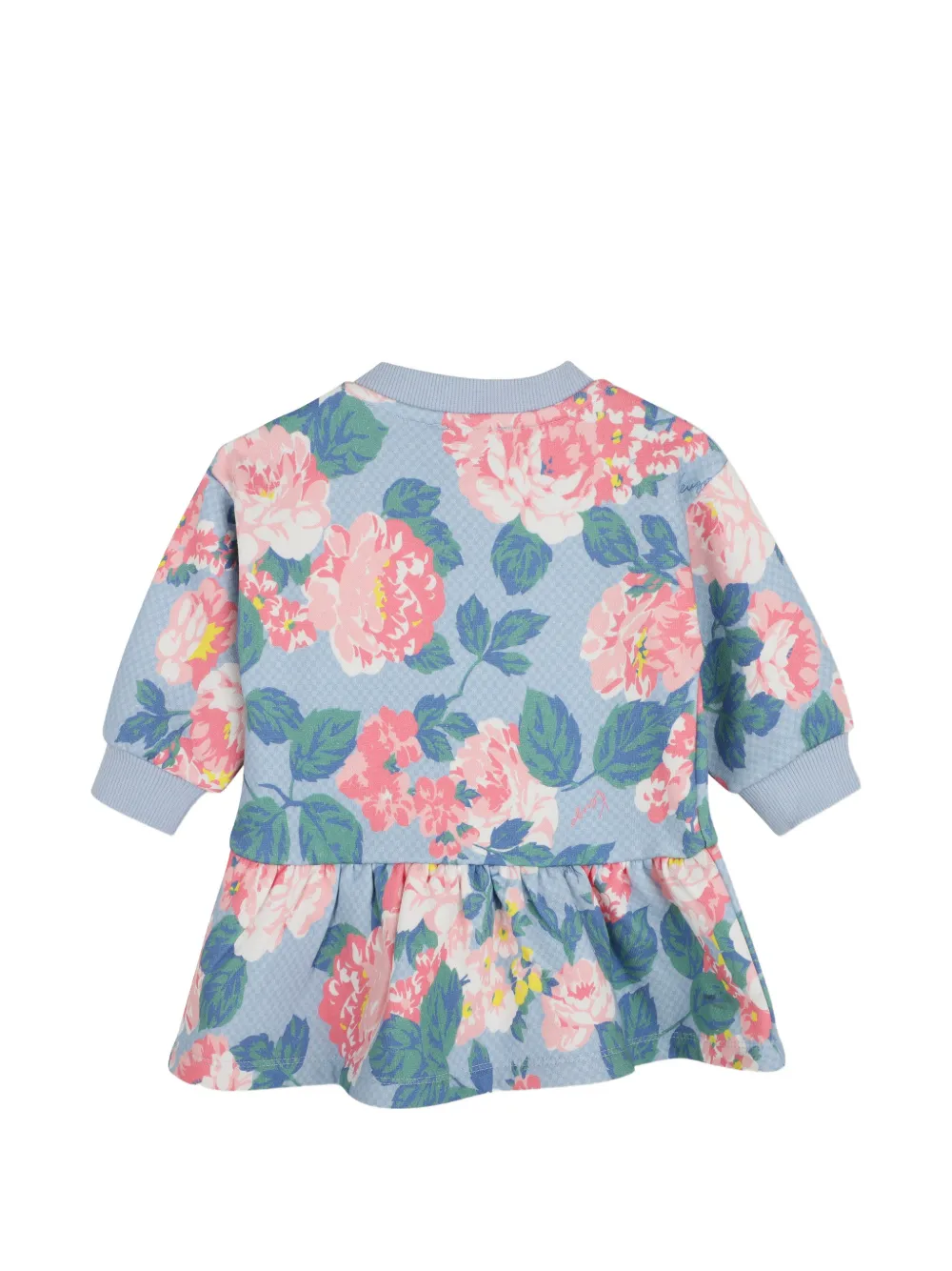 Kenzo Kids Jurk met bloemenprint en ruches Blauw