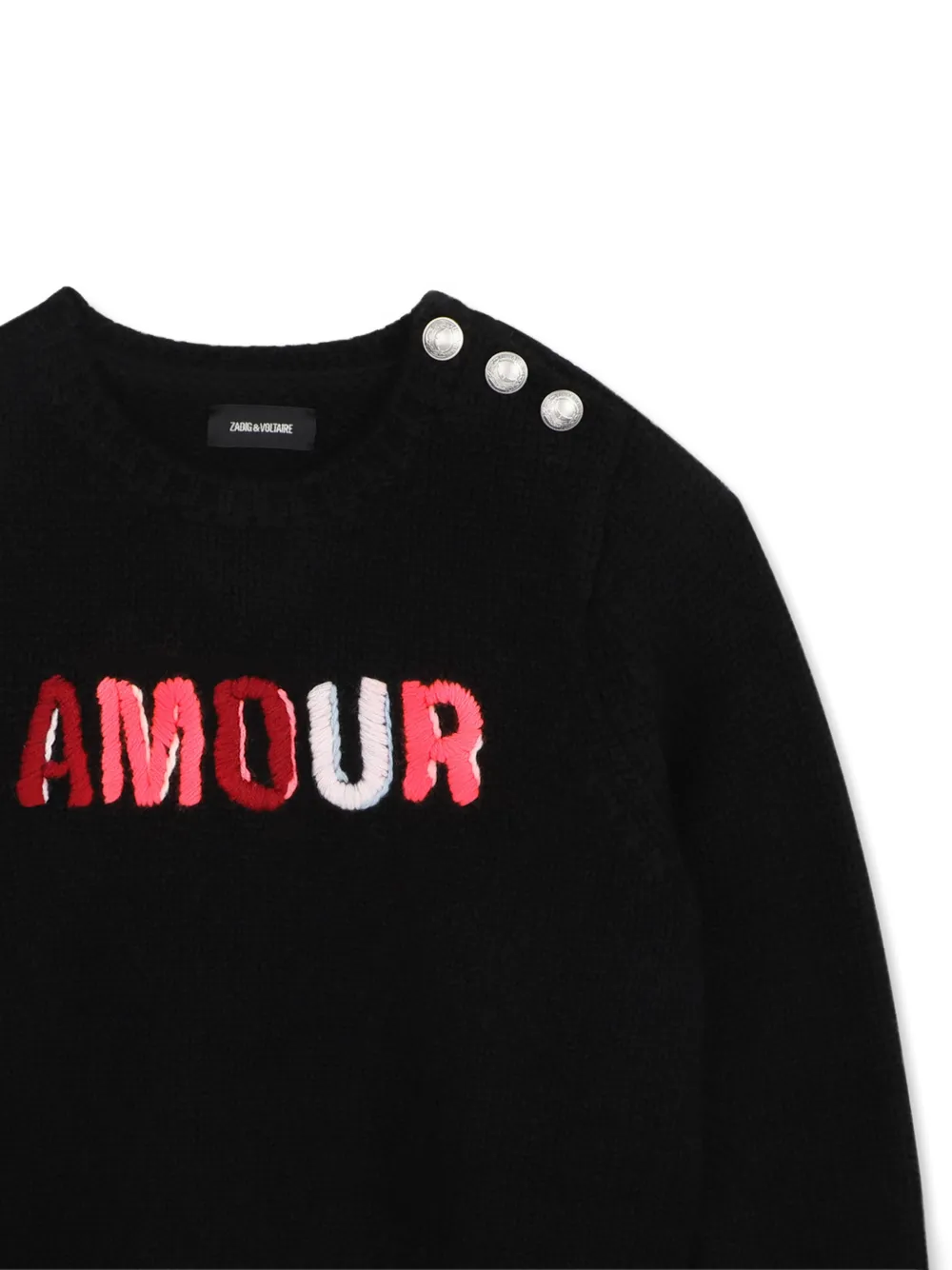 Zadig & Voltaire Kids Trui met geborduurd logo en knoop-detail Zwart