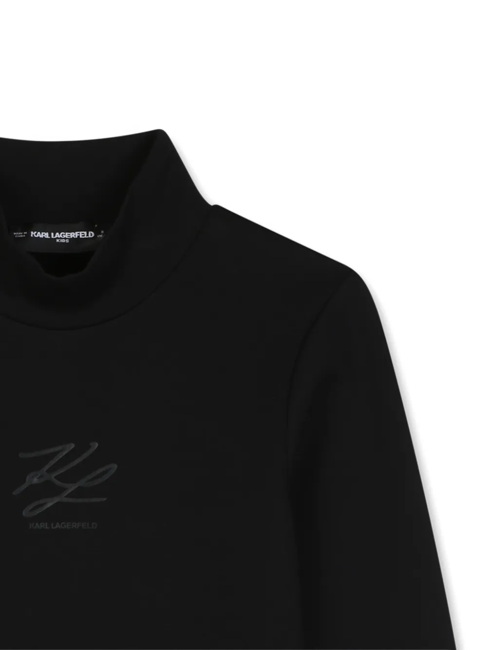 Karl Lagerfeld Kids Top met logoprint en hoge hals Zwart