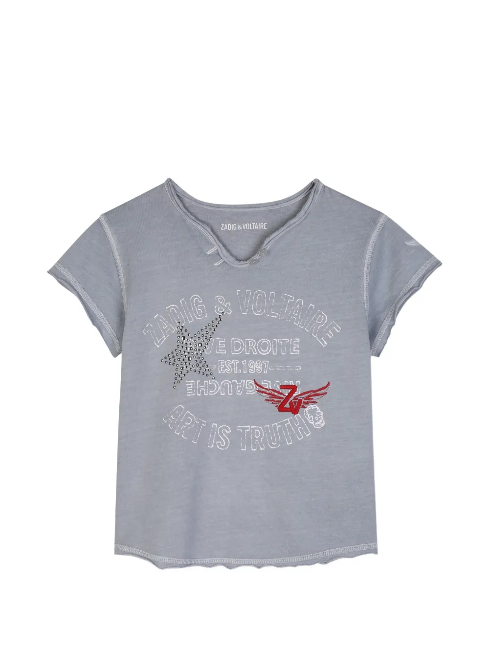 Zadig & Voltaire Kids T-shirt con stampa grafica - Grigio