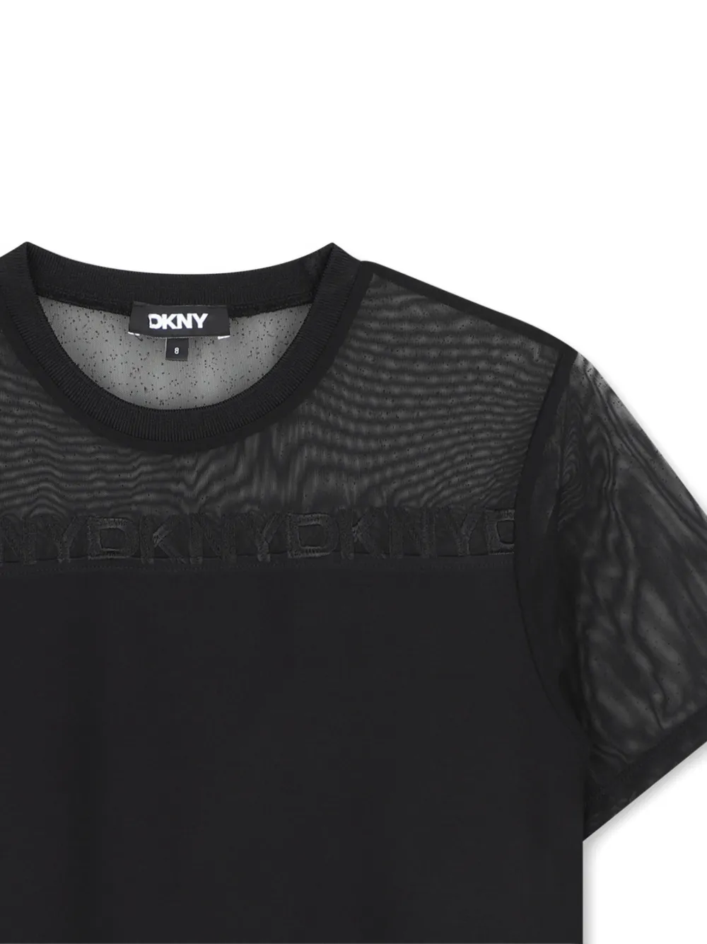 Dkny Kids T-shirt met logoband en mesh vlak Zwart