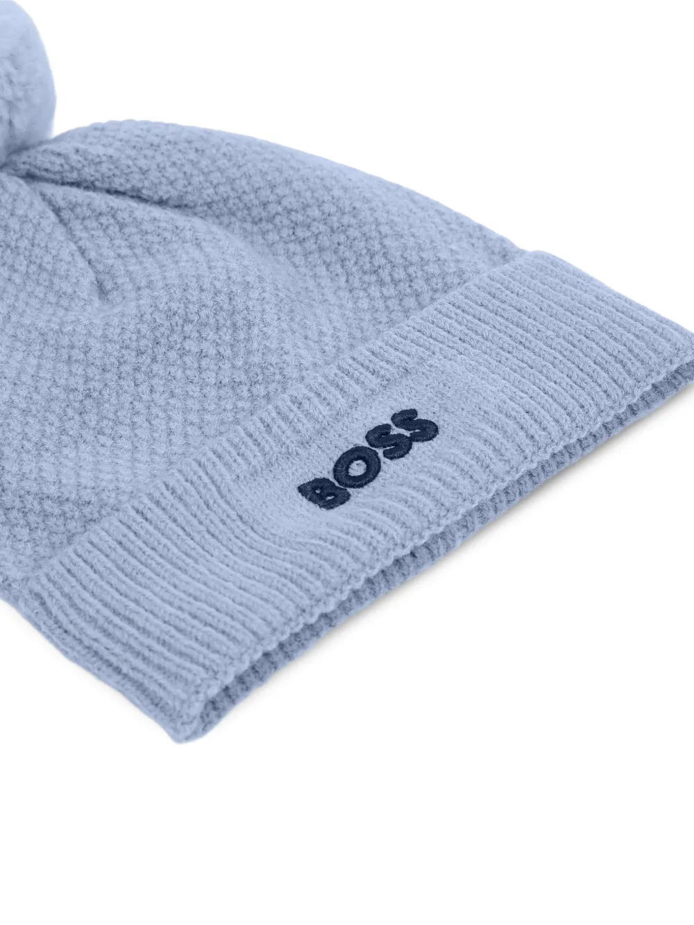 BOSS Kidswear Wafelgebreide muts met pompon Blauw