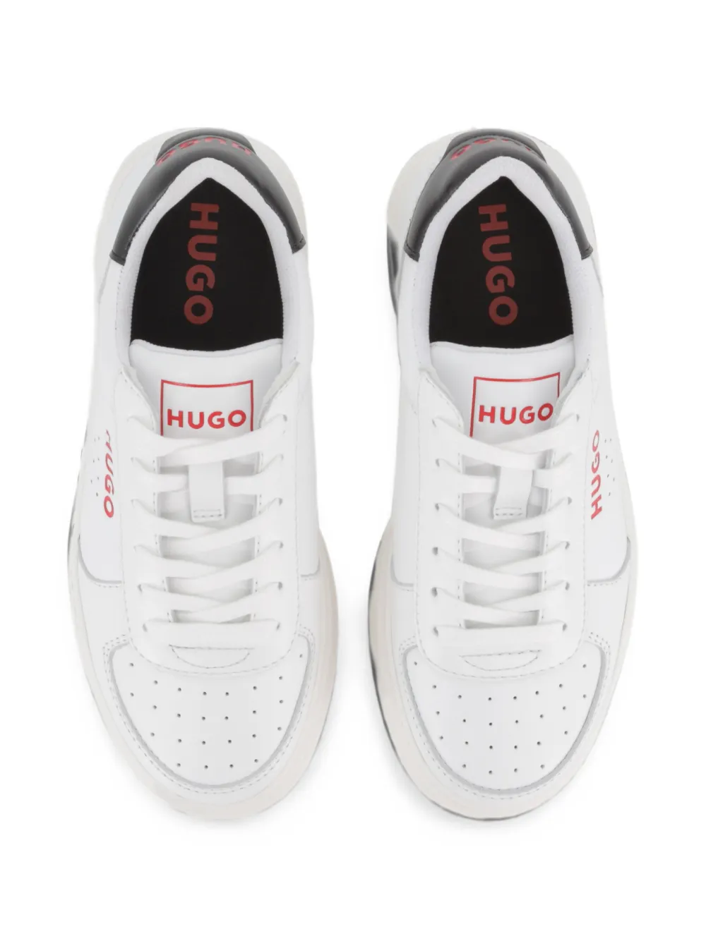 HUGO KIDS Sneakers met logo-print en geperforeerde details Wit