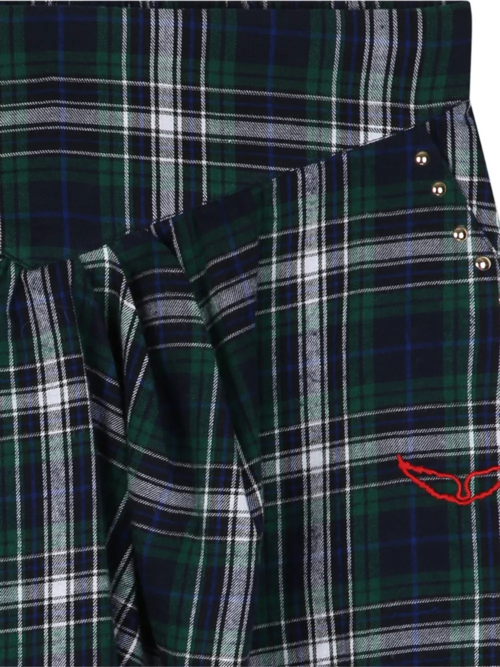 Zadig & Voltaire Kids Geruite rok met studs Groen