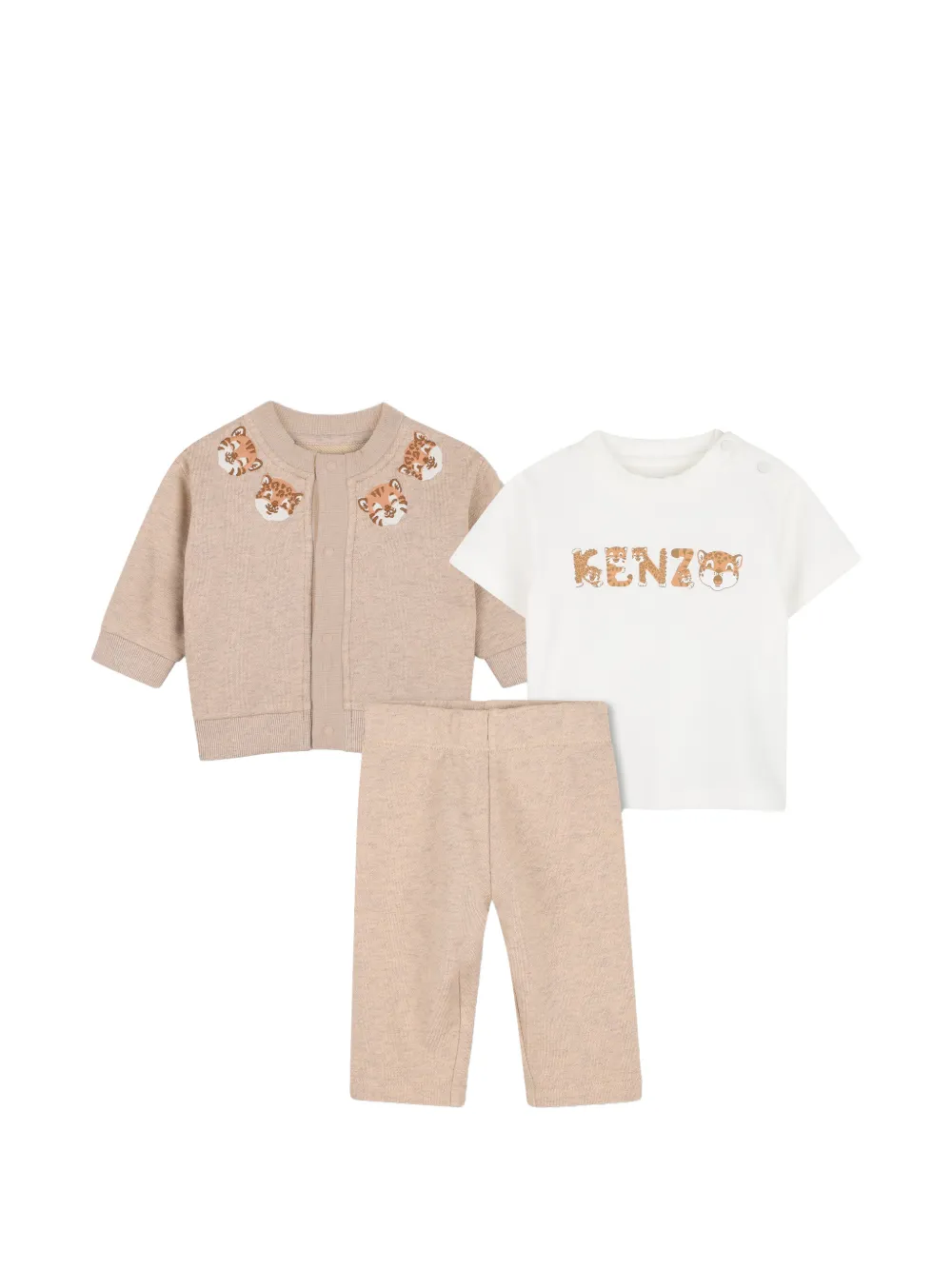 Kenzo Kids Dreiteiliges Set mit Tiger-Print - Nude