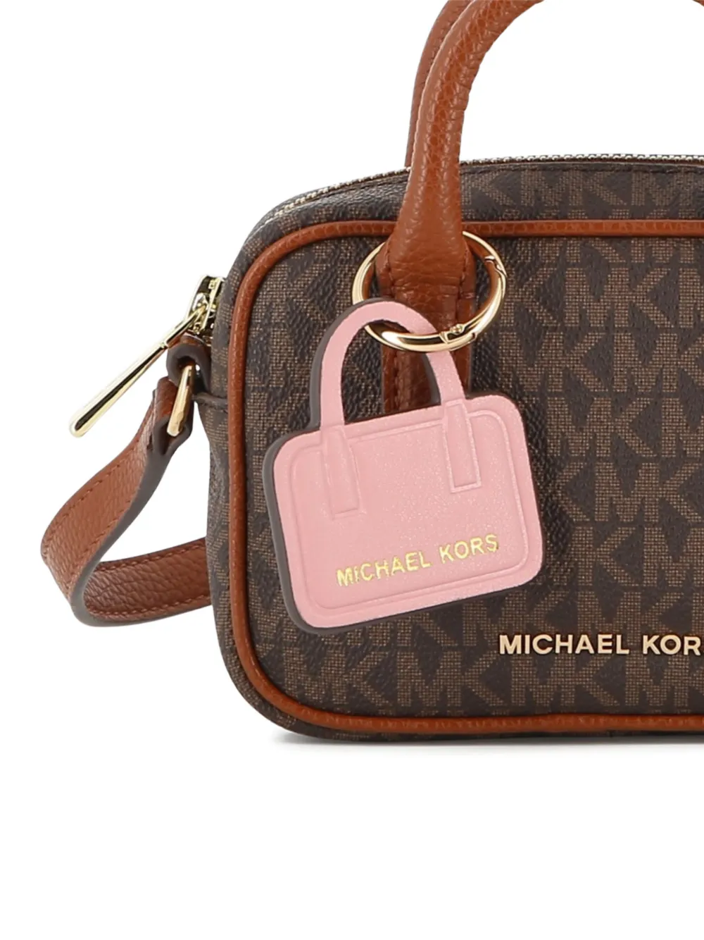 Michael Kors Kids Handtas met monogramprint en logoplakkaat Bruin