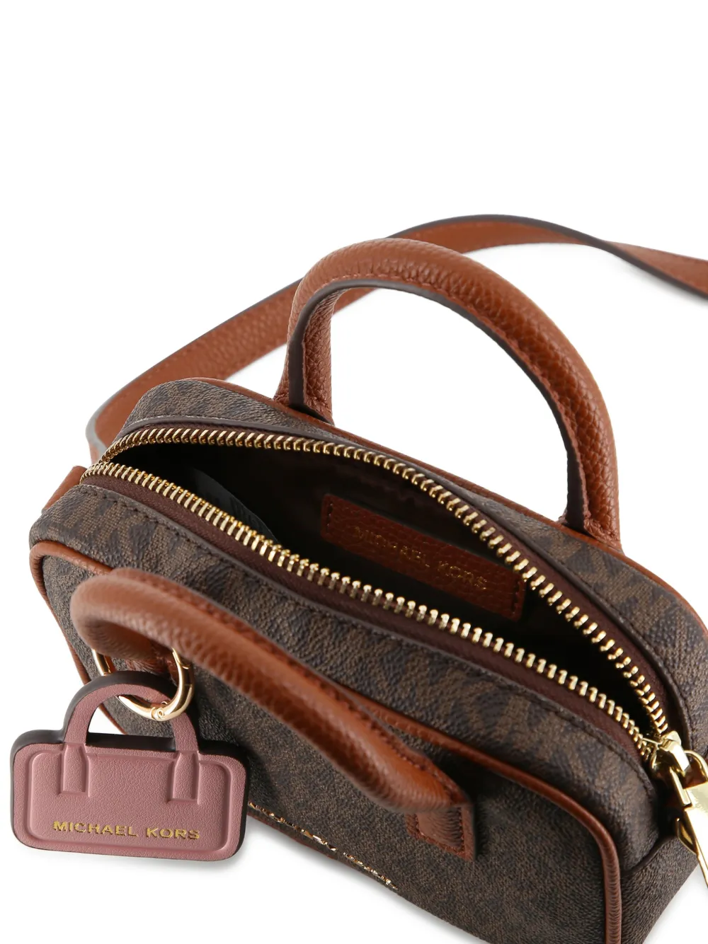 Michael Kors Kids Handtas met monogramprint en logoplakkaat Bruin