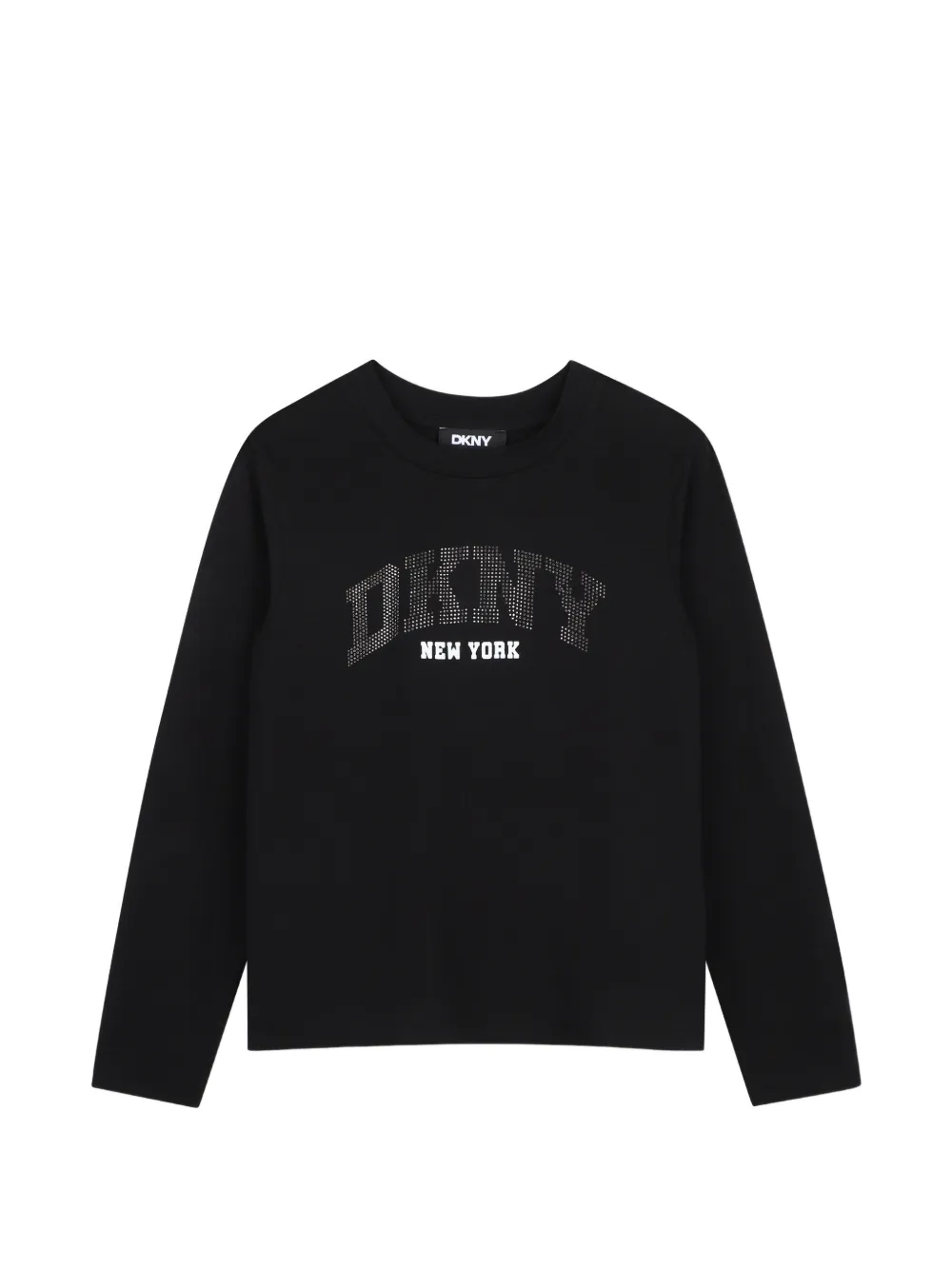 Dkny Kids T-shirt a maniche lunghe con strass - Nero