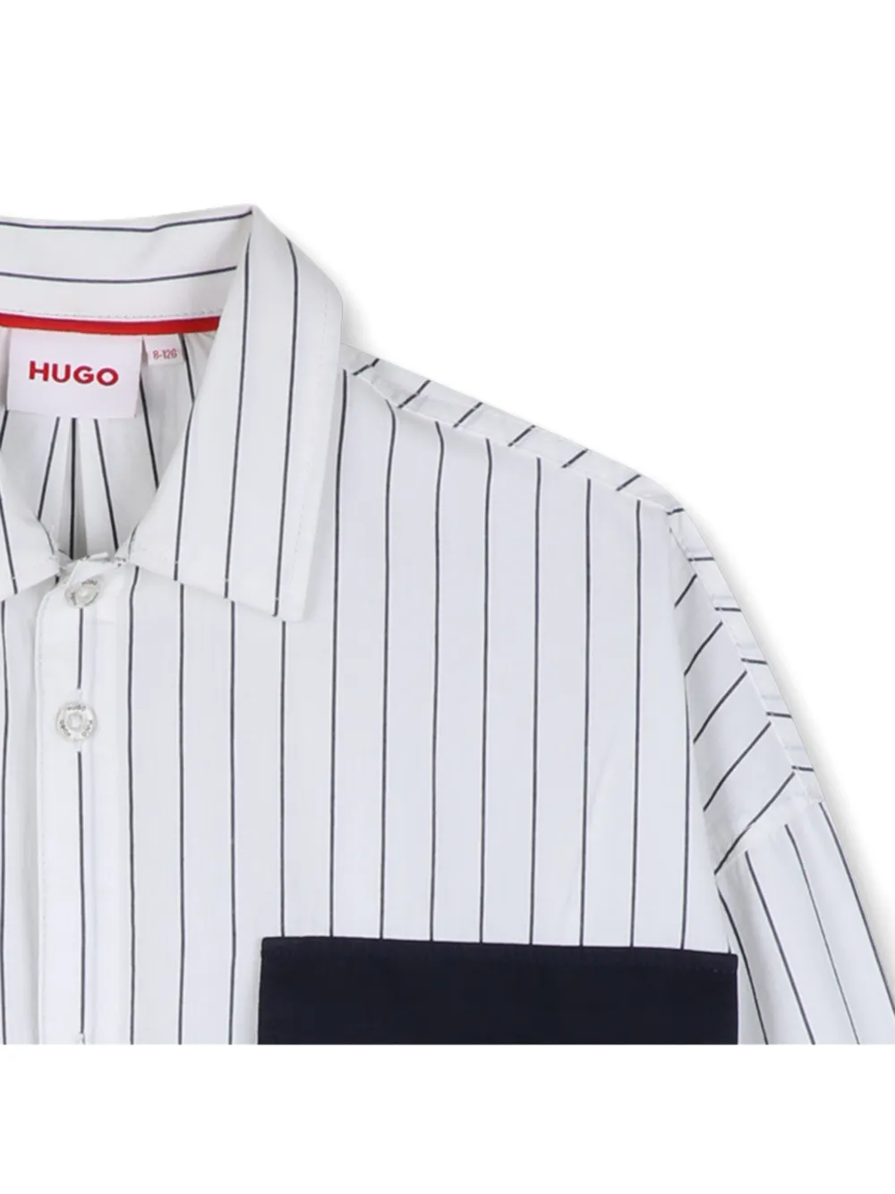 HUGO KIDS Shirt met opgestikte zak en verticale streep Wit