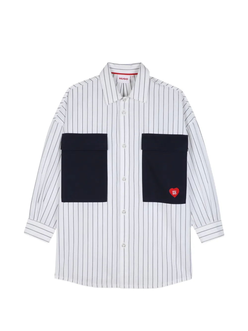 HUGO KIDS vertical-stripe patch-pocket shirt - Bianco