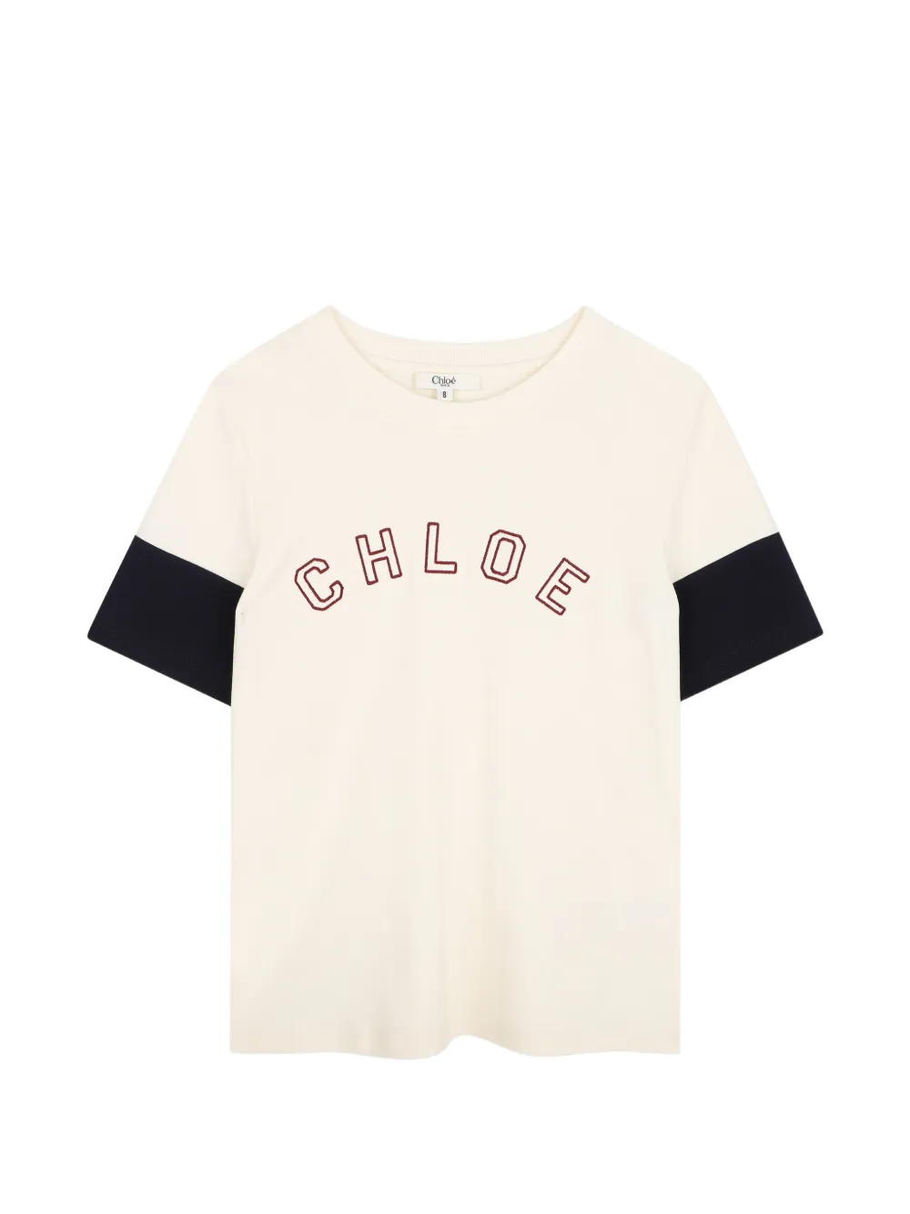Chloé Kids logo-embroidered colour-block T-shirt - Toni neutri