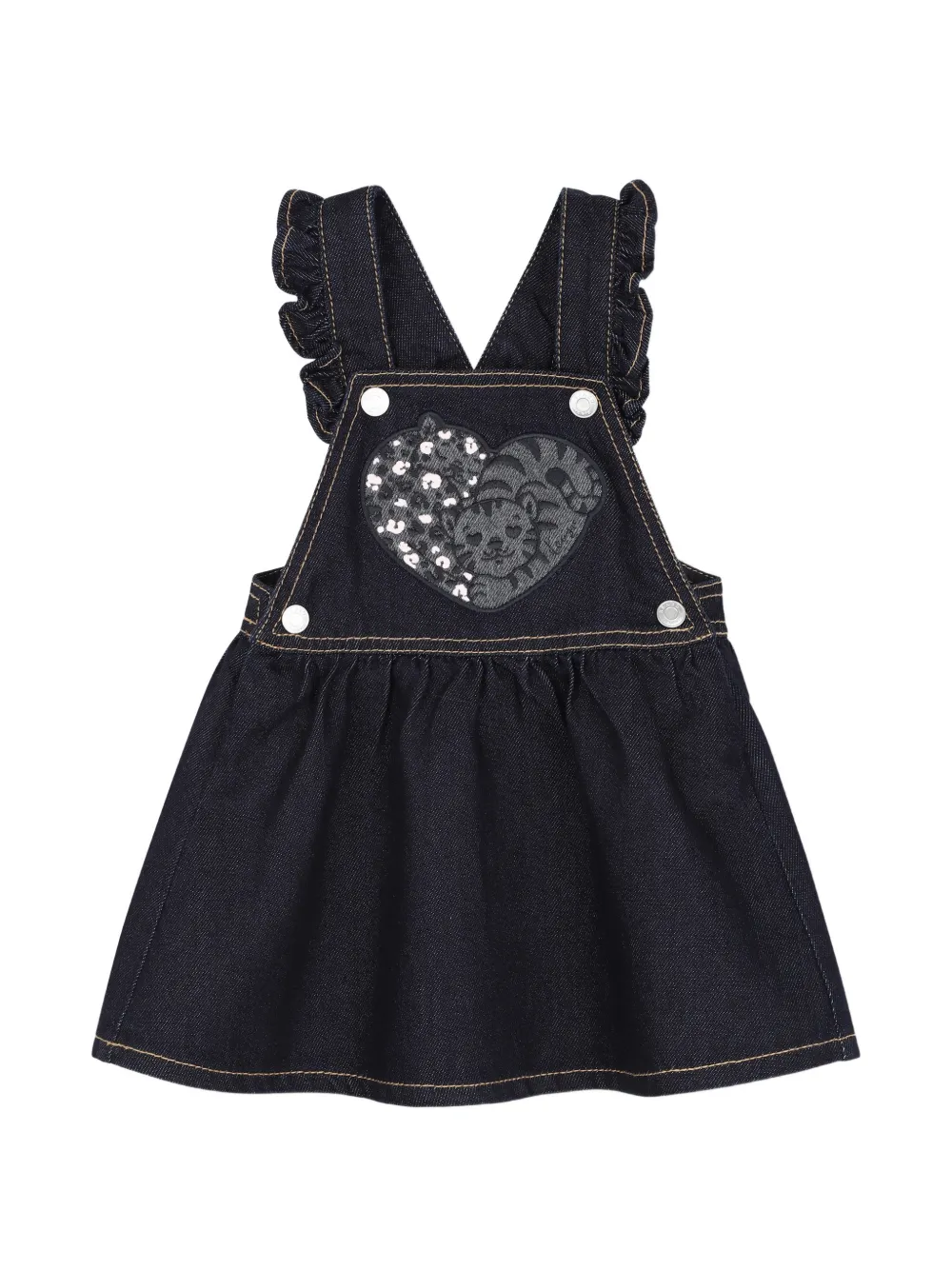 Kenzo Kids ruffled heart-patch dress - Blue