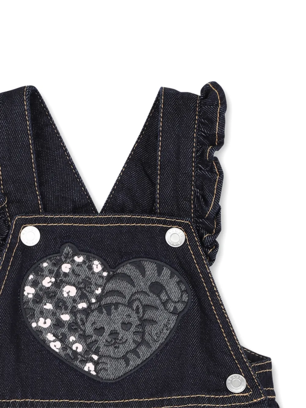 Kenzo Kids Jurk met ruches en hart-patch Blauw
