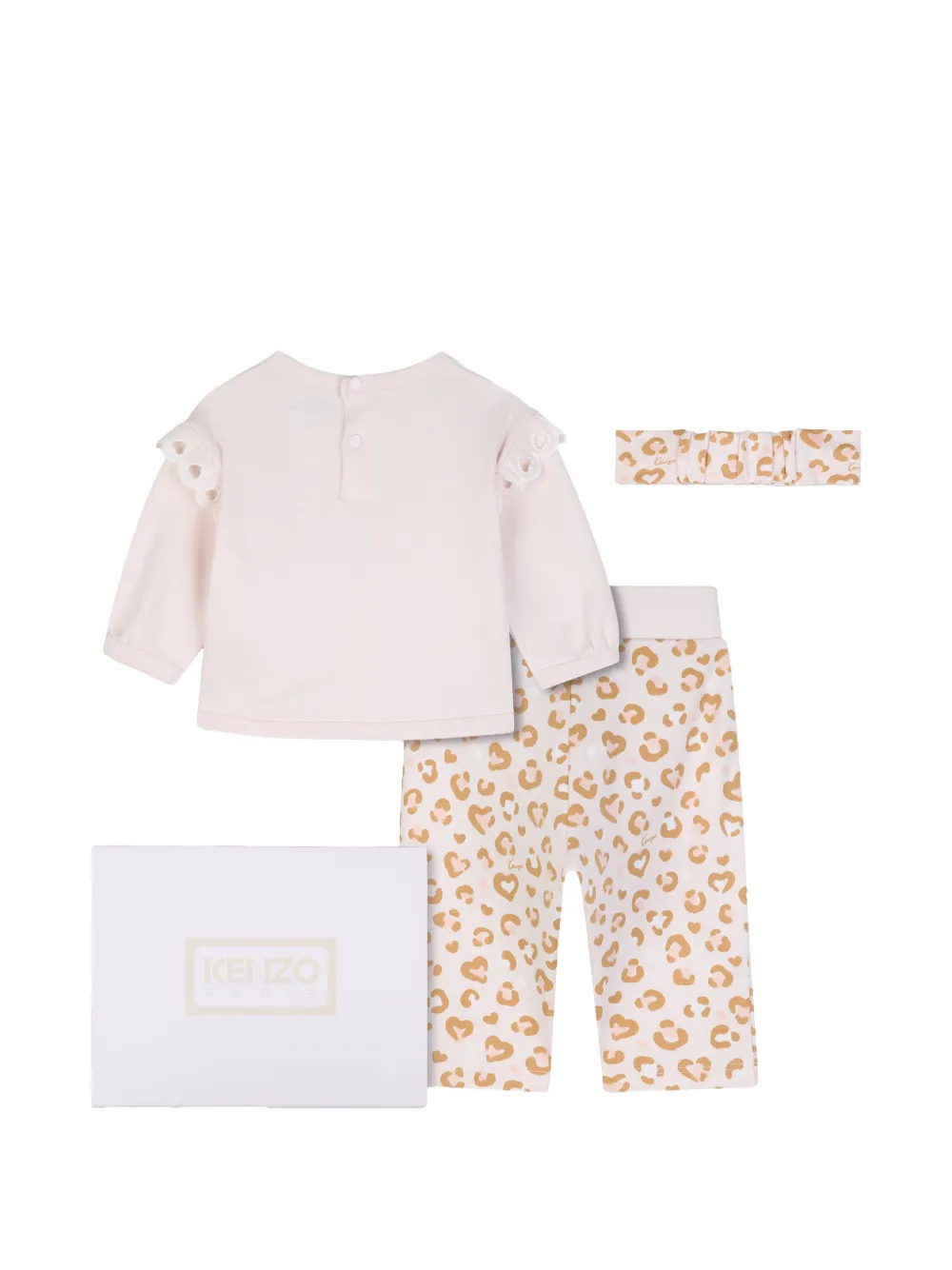 Kenzo Kids Set met luipaard-print en ruches Roze
