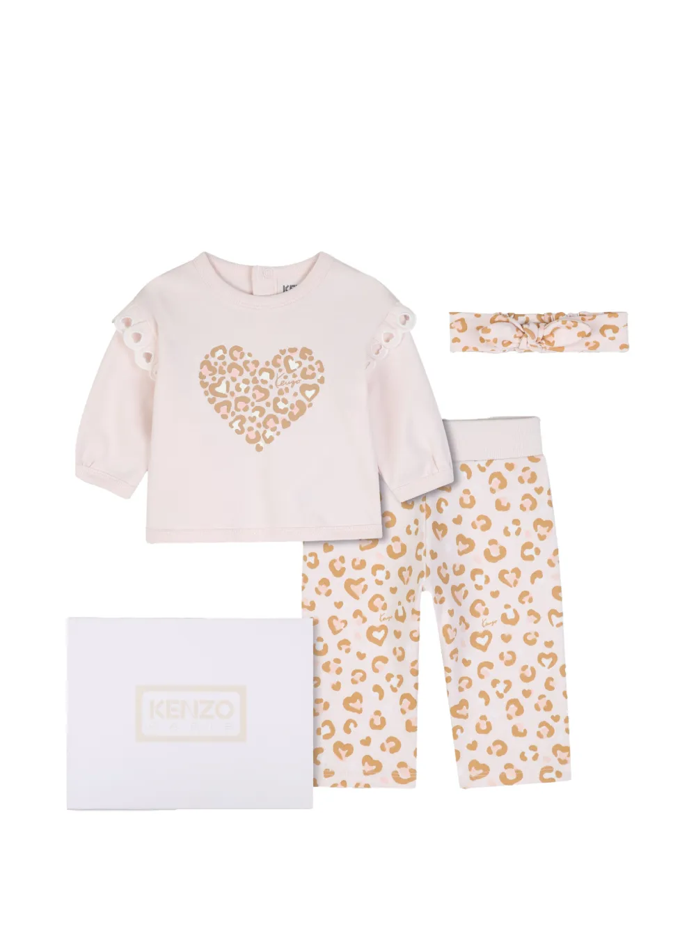 Kenzo Kids Gerüschtes Textilset mit Leoparden-Print - Rosa