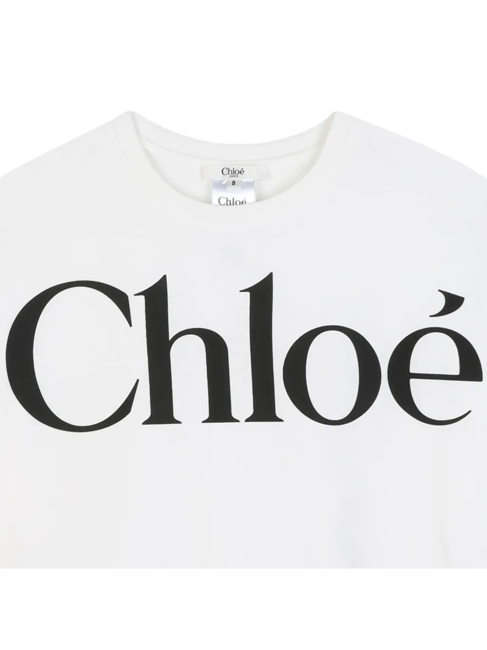 Chloé Kids Cropped T-shirt met logoprint Wit