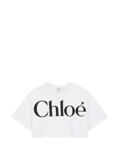 Chloé Kids logo-print cropped T-shirt
