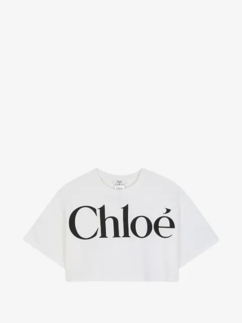 Chloé Kids cropped T-shirt med logotryk