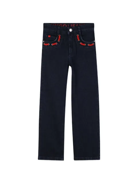 HUGO KIDS lace-up-detail jeans