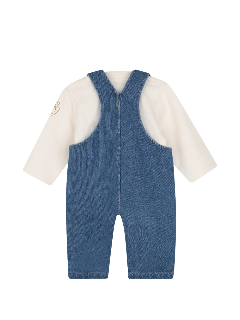 Timberland Kids Denim tuinbroek en T-shirt met logo-patch Blauw