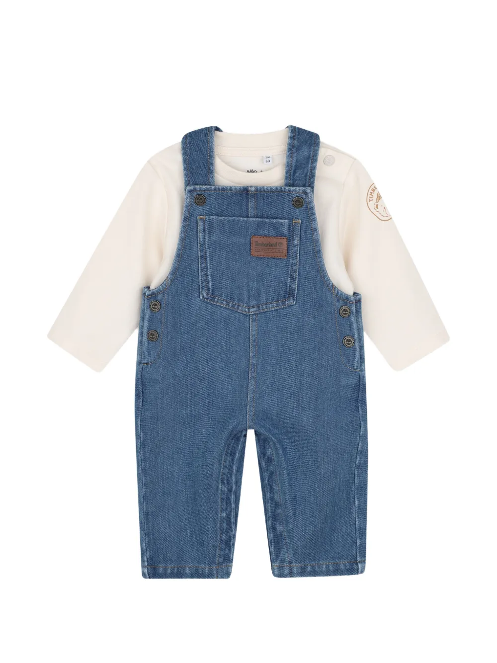 Timberland Kids Set T-shirt e salopette denim con applicazione - Blu