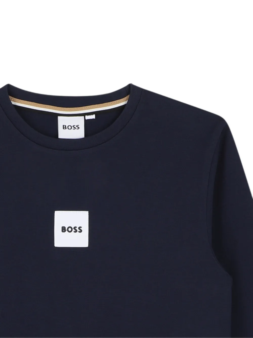 BOSS Kidswear logo-patch long-sleeve T-shirt Blauw