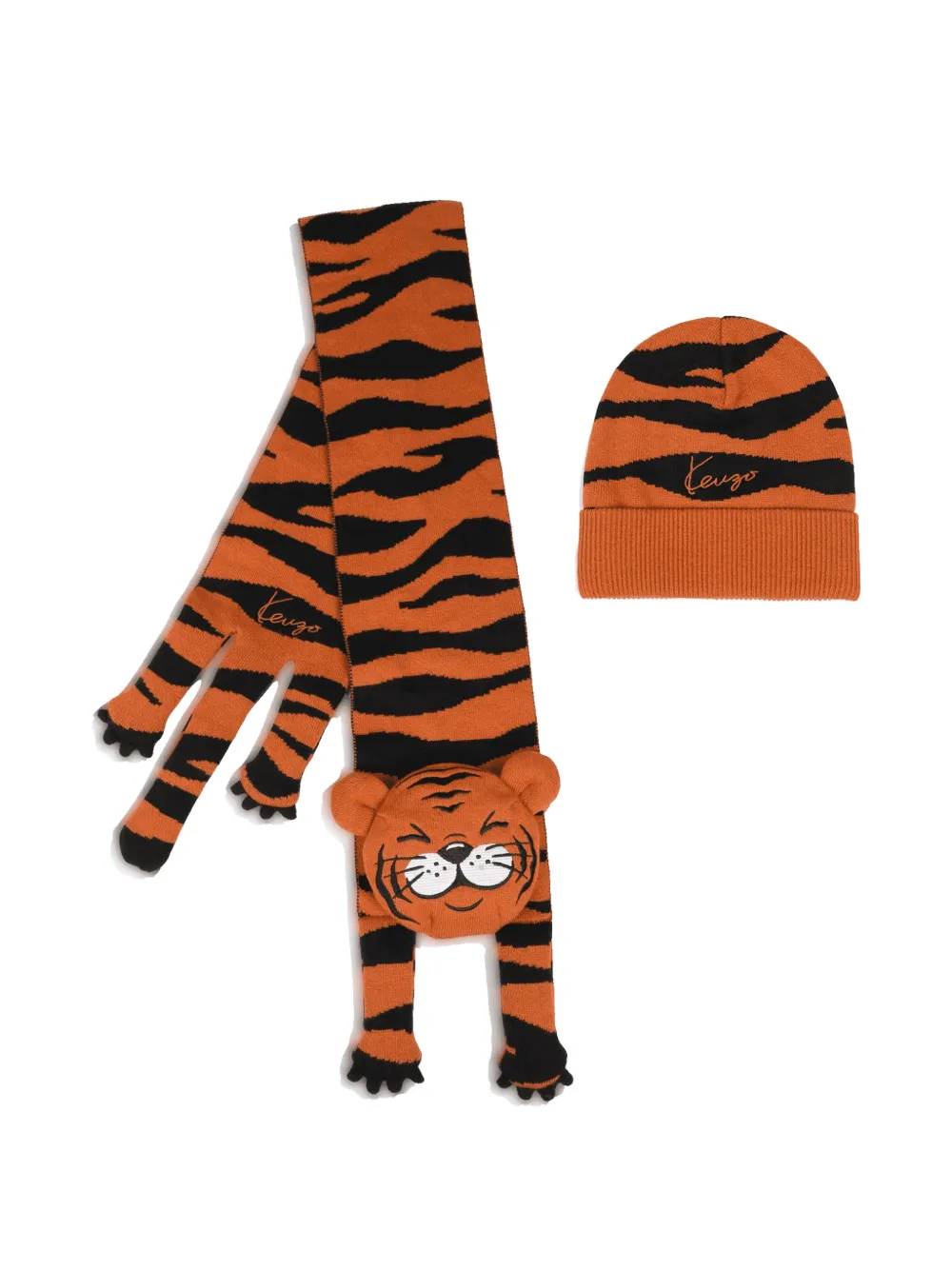 Kenzo Kids Set sciarpa e berretto - Arancione