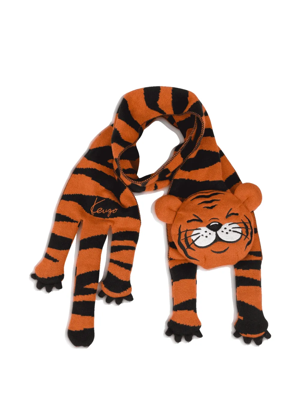 Kenzo Kids Muts en sjaal met tijger-patroon Oranje