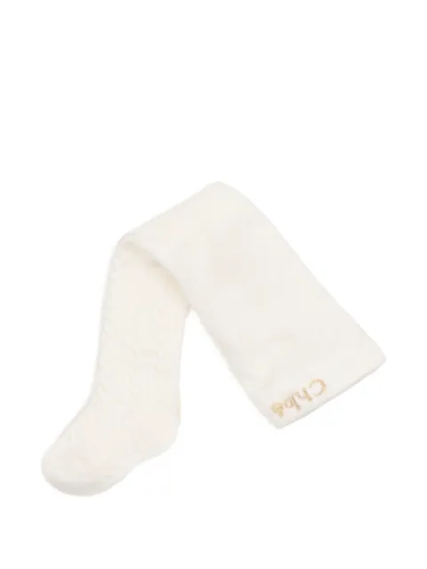 Chloé Kids cable-knit logo-embroidered tights