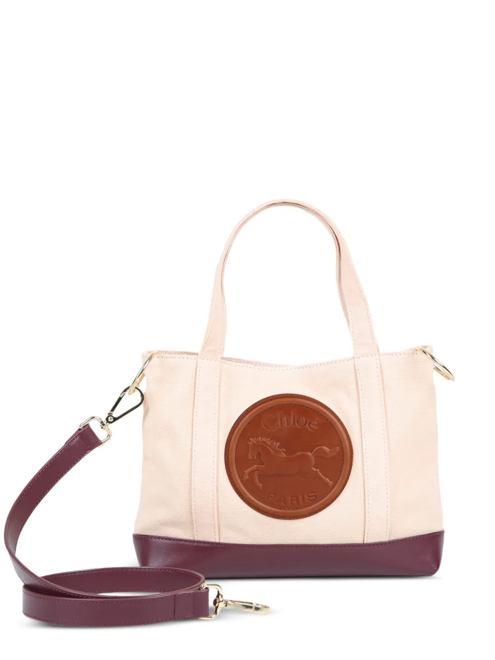 Chloé Kids logo-patch canvas tote bag - Nude