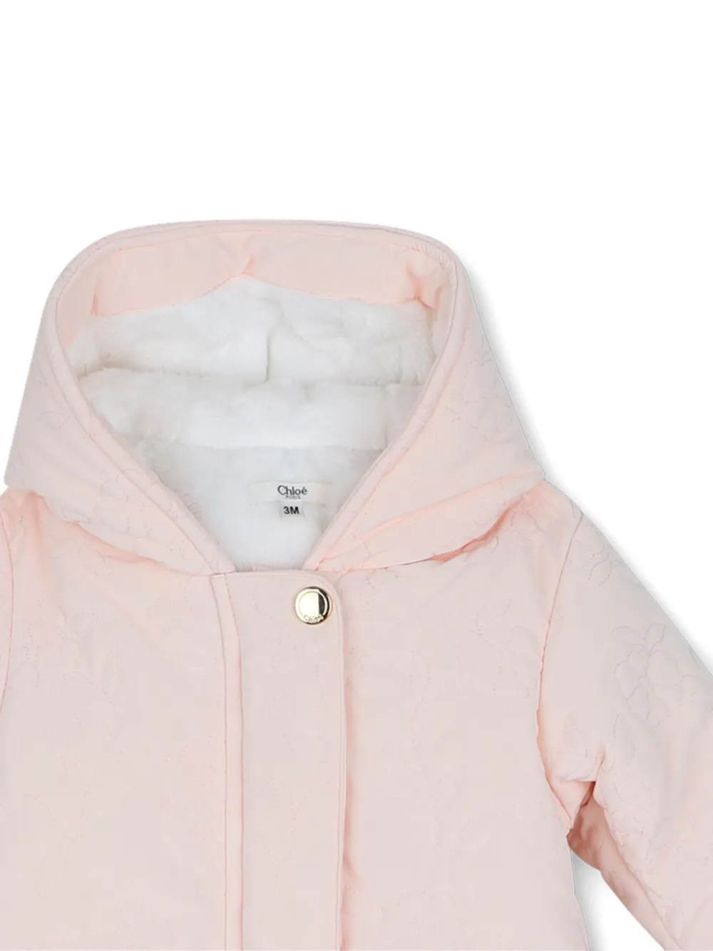 Chloé Kids Sneeuwpak met geborduurde bloemen en capuchon Roze