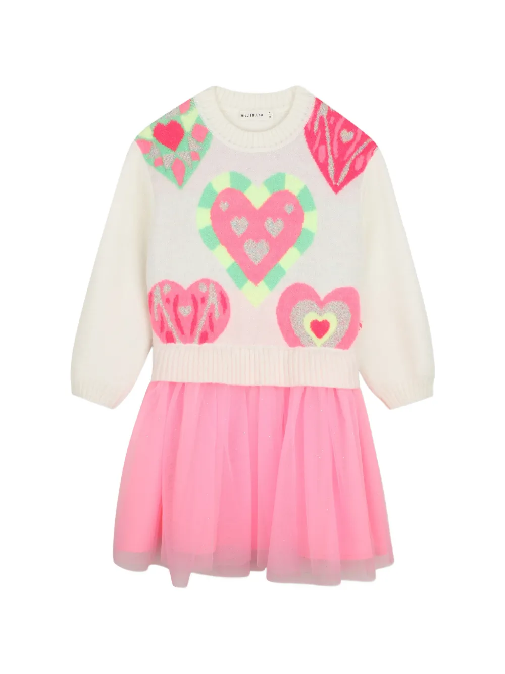 Billieblush Jurk met tulen rok en hart-intarsia Beige