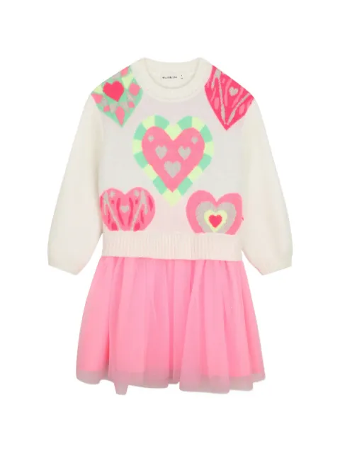 Billieblush robe en tulle à motif cœur intarsia
