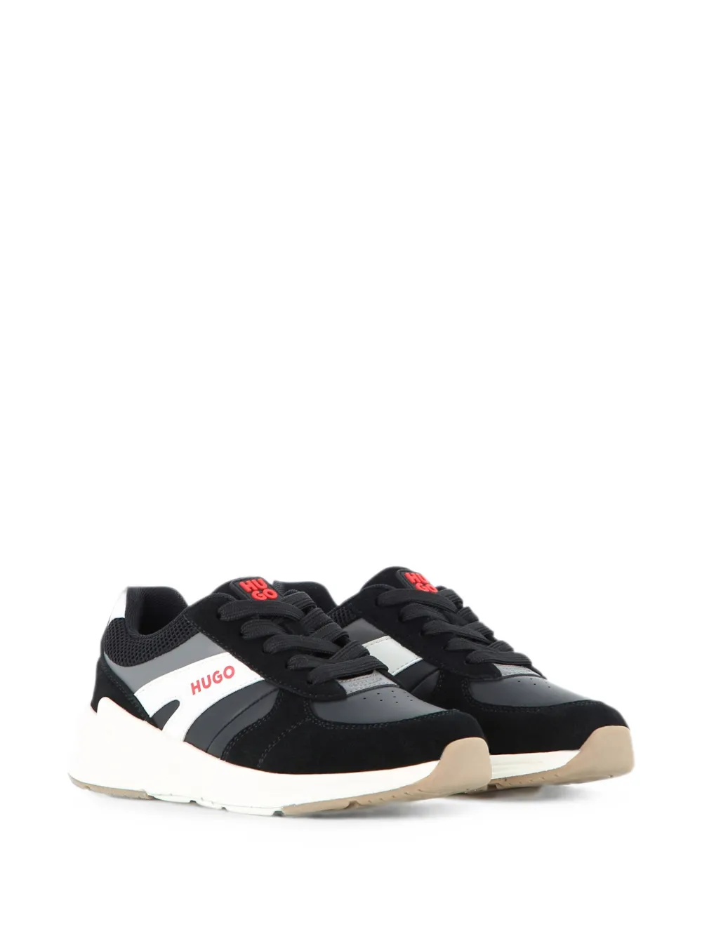 HUGO KIDS logo-print panelled sneakers Zwart